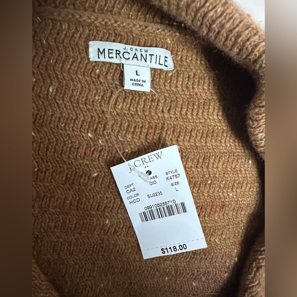J. Crew Mercantile Blazer Car Coat Lambs Wool Button-Up Cardigan Heather Camel L - Picture 7 of 11